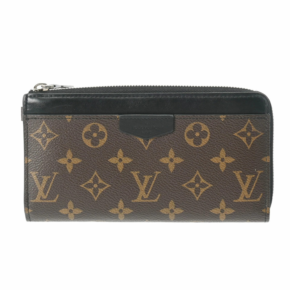 LOUIS VUITTON Macassar Brown Zippy Dragonne Brown Black Monogram Canvas Long